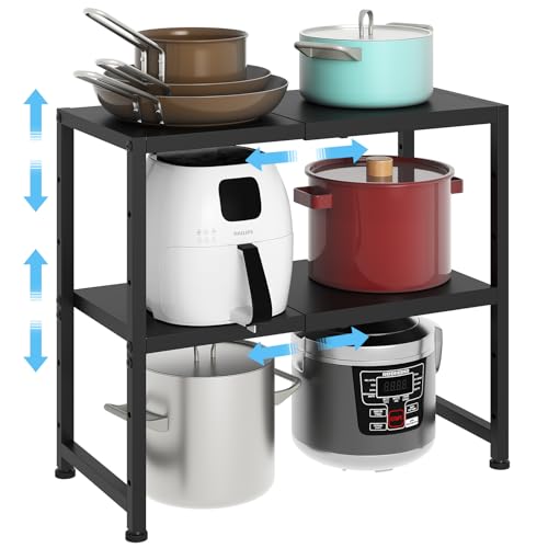 2-Tier Expandable Metal Storage Shelves,150LBS Heavy Duty - Image 2