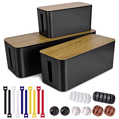 Tuwechen 3 Pack Cable Management Box, Cable Organizer Box to Hide - Image 2
