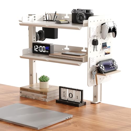Metal Clamp On Desk Shelf,Storage Shelves with Pegboard - Image 2