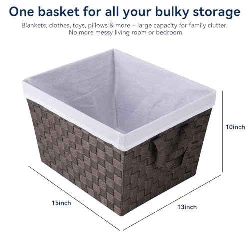 Whitmor Woven Strap Storage Tote Basket with Liner - Espresso - Image 8