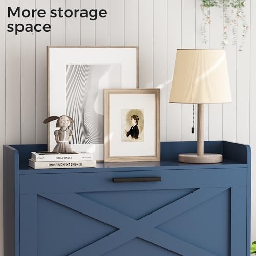 Homleke Farmhouse Shoe Storage Cabinet with Flip Drawers & Barn - Image 8