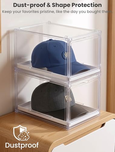 Hat Organizer for Baseball Caps: 2 Pack Clear Stackable - Image 6