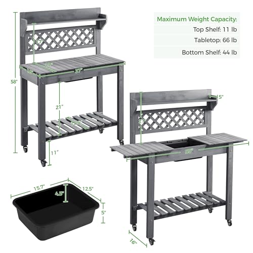 Yaheetech Outdoor Potting Bench with Sink, Garden Table - Image 4