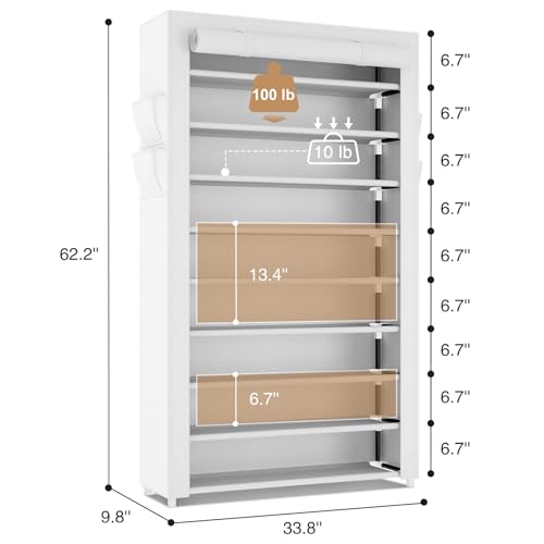 LANTEFUL Shoe Rack with Covers 10 Tier Tall Shoe Rack Organizer - Image 4