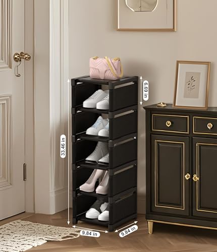 6-Tier Narrow Shoe Rack, Vertical Small Space Shoe Organizer - Image 4