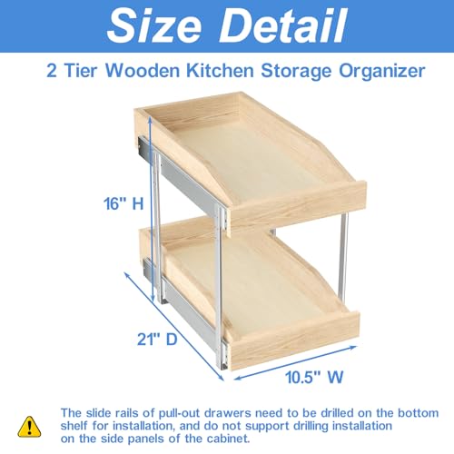 2 Tier Pull Out Cabinet Organizer, 10½" W x 21" D Cabinet - Image 4