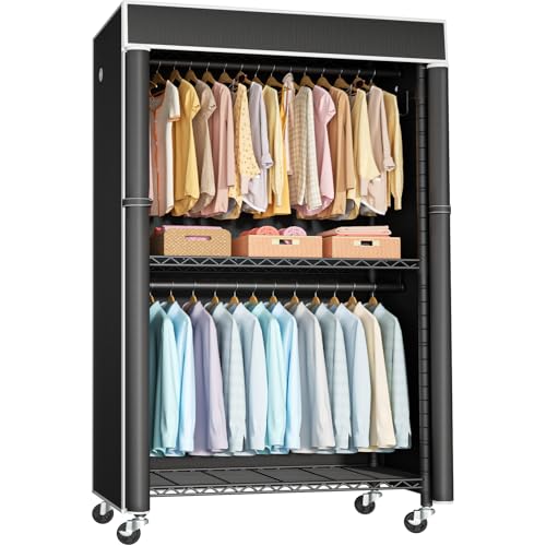 Clothing Rack with Cover, P1C Rolling Closets with Wheels - Image 2