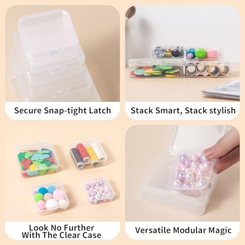 LJY 32 Clear Square Plastic Boxes, 4 Sizes for Hardware - Image 4