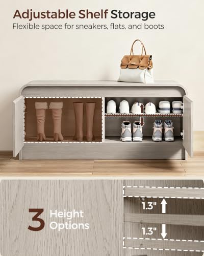 Modern Curved Entryway Shoe Storage Bench - Image 5