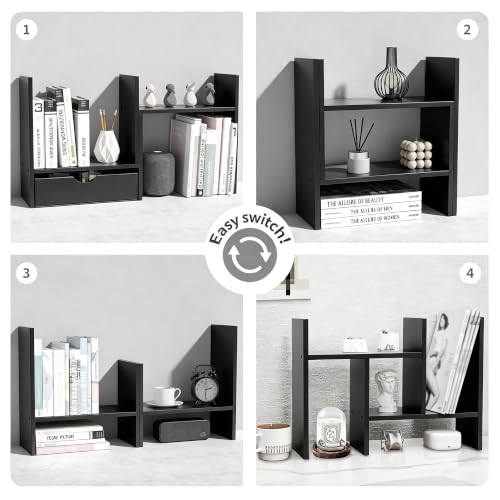 MASAKA B&W - Desk Organizer Aesthetic Shelf, Desktop Bookshelf - Image 6