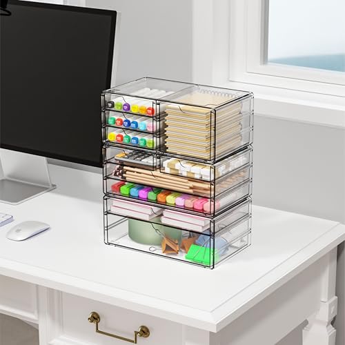 3 Pack Clear Storage Drawers With 10 Drawers,Stackable - Image 7