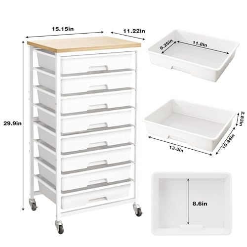 Rolling Storage Cart 8 Drawers Utility Organizer with Wheels - Image 3