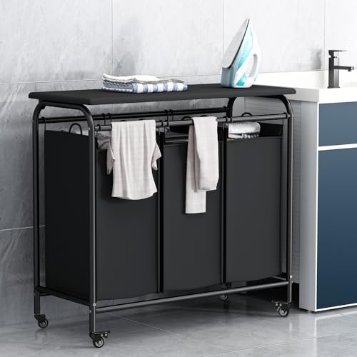 3 Bags Laundry Basket Sorter, Black 135L Laundry Hamper - Image 6