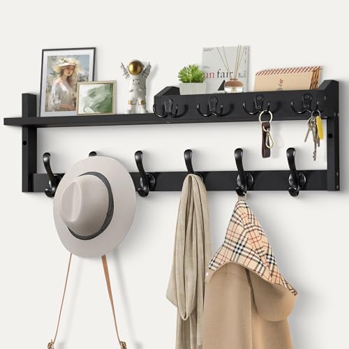 27.5" Wall Mount Coat Rack with Shelf, Key Holder & Mail - Image 2