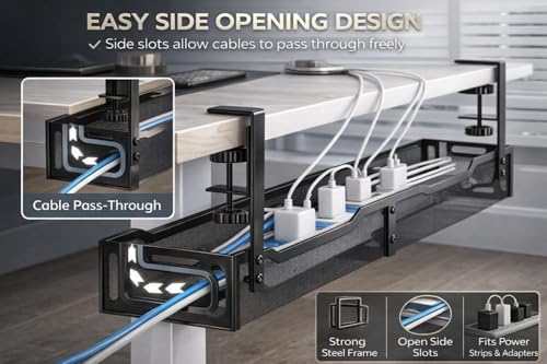 Under Desk Cable Management Tray – 25” Metal Cable | Home Organization - Image 6