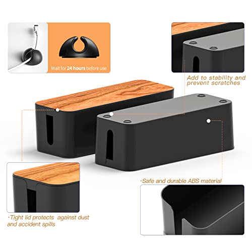 Cable Management Box 2 Pack with 16 Cable Clips Set-Large & - Image 5