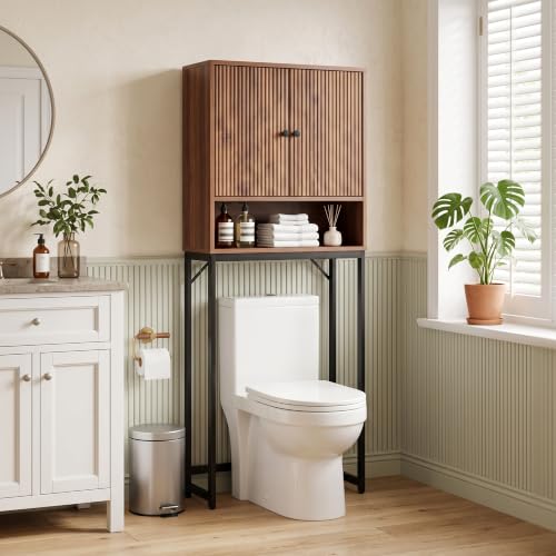Over The Toilet Storage Cabinet with Fluted Doors - Image 2