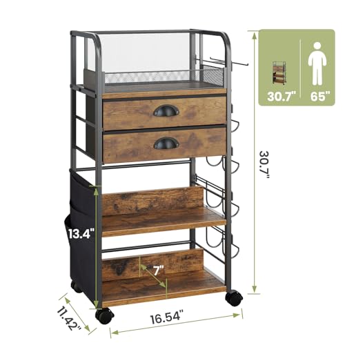 Wrapping Paper Storage Cart with 2 Fabric Drawers, Side - Image 4