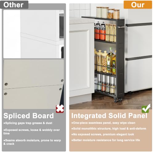 KLM Rolling Storage Cart 4-Tier Black Kitchen Cart with Wheels - Image 5
