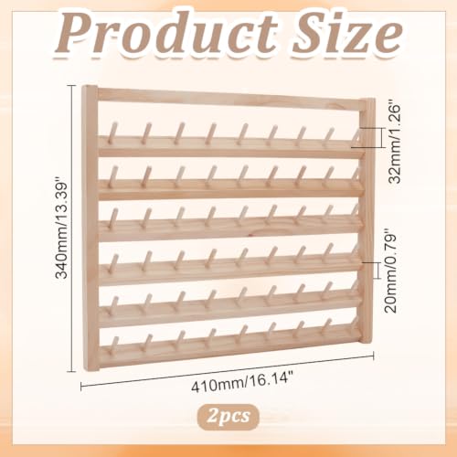 WADORN 2 Set Wooden Thread Holder 108 Spool Rack Rustic - Image 4