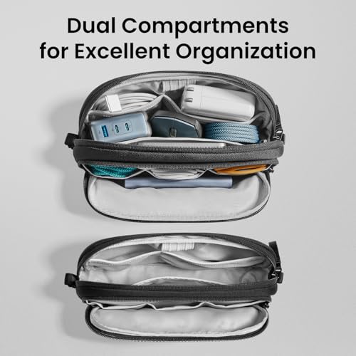 tomtoc Electronic Organizer Travel Case, Dual Compartment Tech - Image 3