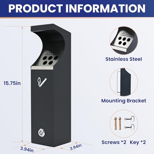 Commercial Outdoor Trash Can, Wall Mounted Receptacle - Image 4