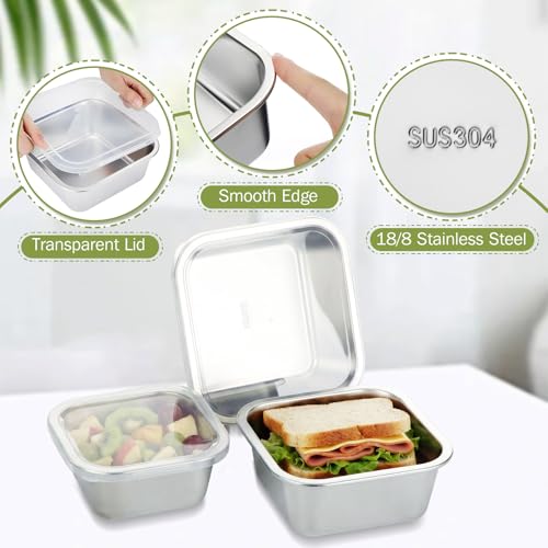 6 Pcs 304 Stainless Steel Food Storage Containers with Lids - Image 6