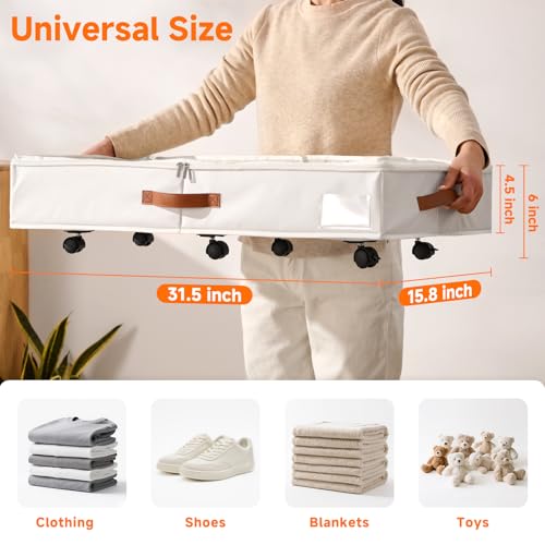 6 Inches Under Bed Storage with Wheels Pack of 2, Underbed - Image 3
