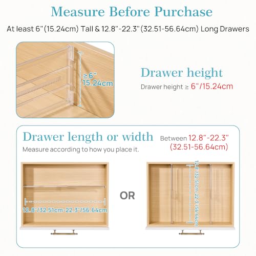 Vtopmart 6" Tall Upgrade Drawer Dividers, 12.8"-22.3" Expandable - Image 3
