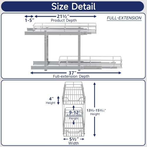 2-Tier Pull Out Cabinet Organizer, 5.5" W x 21.5" D - Image 3