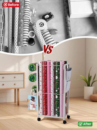 Wrapping Paper Storage Cart Gift Wrapping Ribbon | Home Organization - Image 7