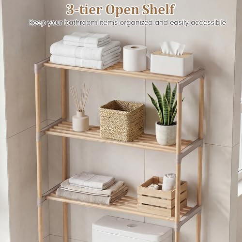 Giantex Over The Toilet Storage Shelf, 3-Tier Pine Wood - Image 6