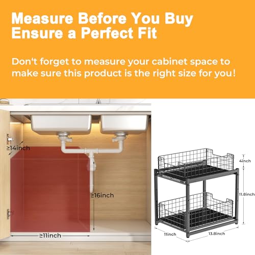 Under Sink Organizer, 2-Tier Pull Out Cabinet Organizer 2 Pack - Image 3