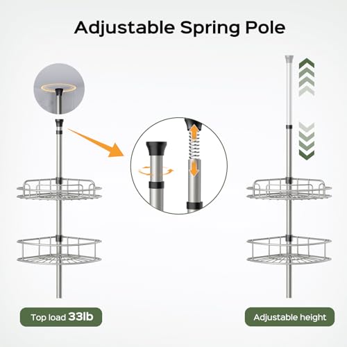 HAMITOR Corner Shower Caddy Tension Pole 4 Tier Rust | All Products - Image 5