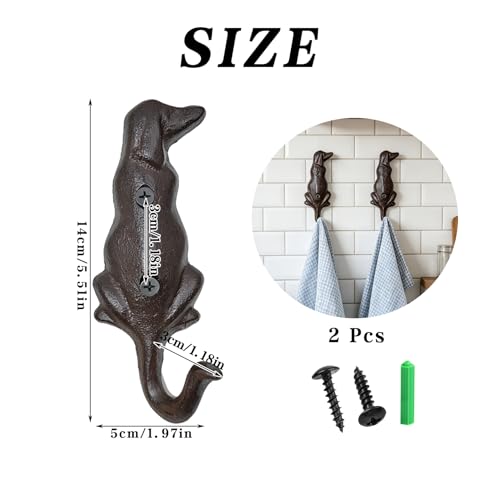 Dog Leash Holder for Wall, 2 Pcs Iron Dog Leash Hooks - Image 4