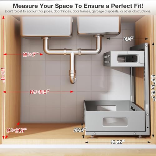 2 Pack 21IN-Depth Under Sink Organizer,Pull Out Cabi | Under Sink Stor - Image 3