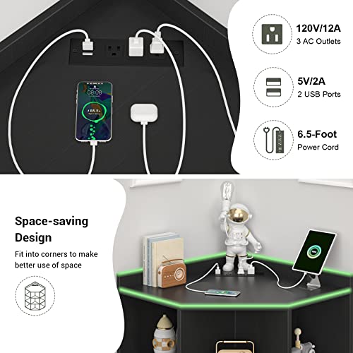 Aheaplus Corner Cabinet, Corner Storage with USB Ports - Image 5