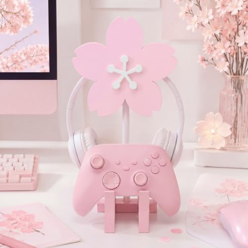 Mifoci Pink Sakura Headphone Stand with Gaming Controller Holder - Image 2