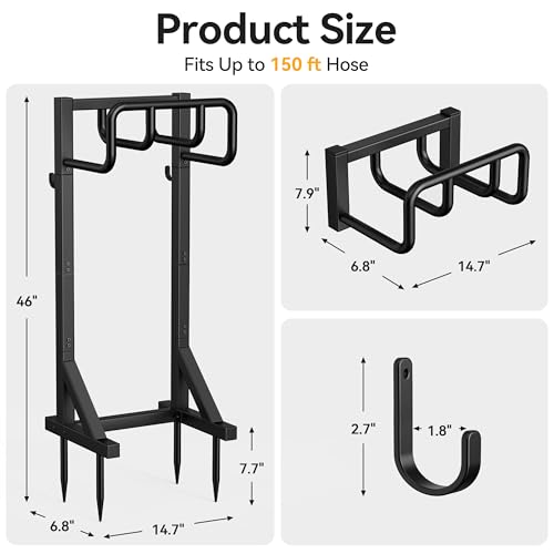 Garden Hose Holder Stand, Freestanding Heavy Duty Metal - Image 4