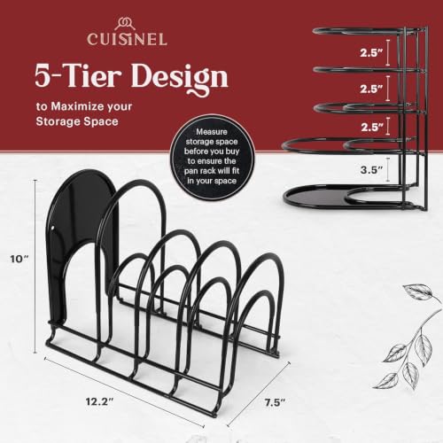 Cuisinel 5-Tier Pan Organizer for Cast Iron Skillets Griddles - Image 3