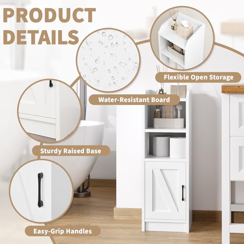 Narrow Bathroom Storage Cabinet with Door & Adjustable Shelf - Image 4