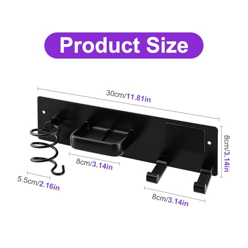 Hair Dryer Holder Wall Mounted, 3 in 1 Blow Dryer Holder - Image 3