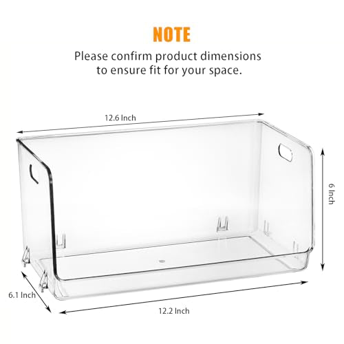Nicunom 2 Pack Stackable Plastic Storage Bins Open Front, Clear - Image 3