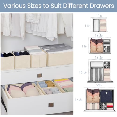 Criusia Drawer Organizer Clothes,16 Pack Underwear Drawer - Image 7