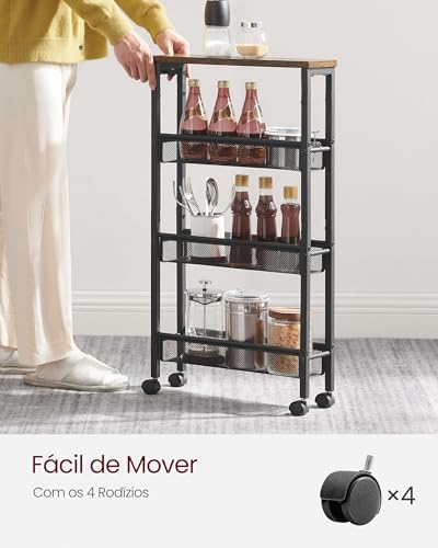 VASAGLE 4-Tier Slim Rolling Storage cart with Wheels, 5.1 Inches - Image 4