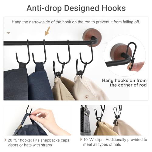 Mkono Hat Organizer, Metal Hat Rack for Wall Storage - Image 5