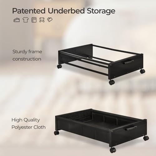 FOUCSSOMEI Under Bed Storage with Wheels, Wooden Under Bed - Image 3