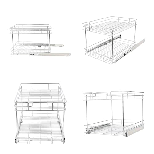 Pull Out Cabinet Organizer,Narrow Cabinet 2-tier Iron Shelf w/One - Image 7