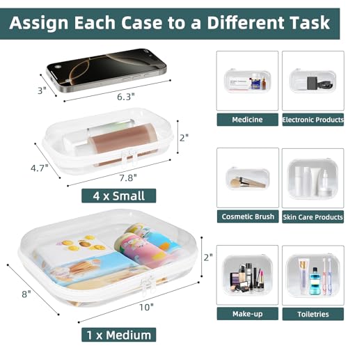 Clear Hard Shell Zipper Cases (5 Packs), Plastic Hard - Image 3