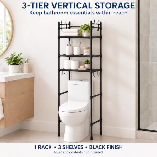 1 Piece Bathroom Shelves Over Toilet, 3 Tier Toilet Storage Rack - Image 5